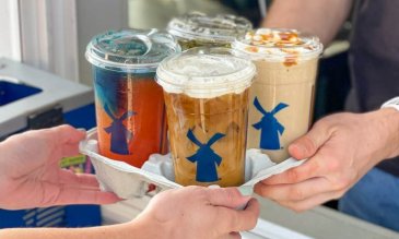 Dutch bros coffee carrier full of drinks