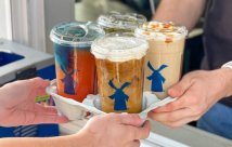 Dutch bros coffee carrier full of drinks